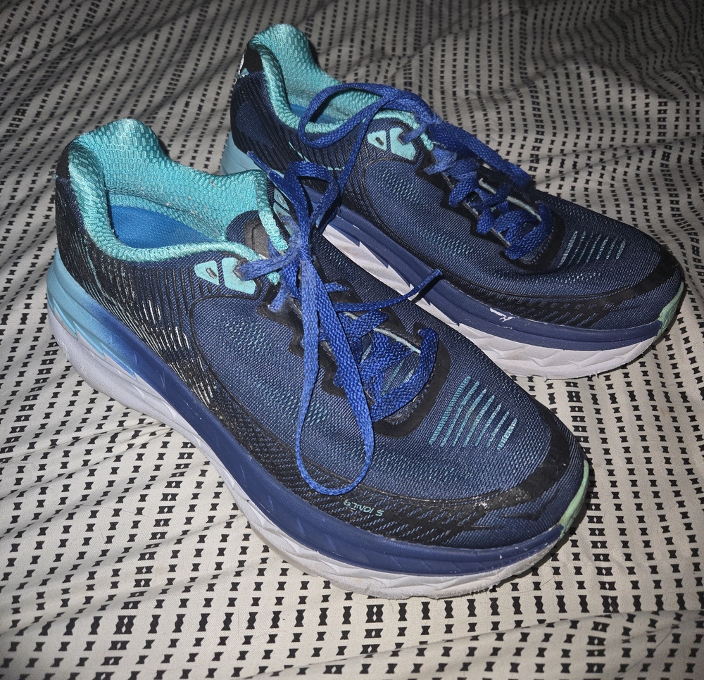 HOKA Size 10 D Blue Athletic Running Shoes with Teal Lining